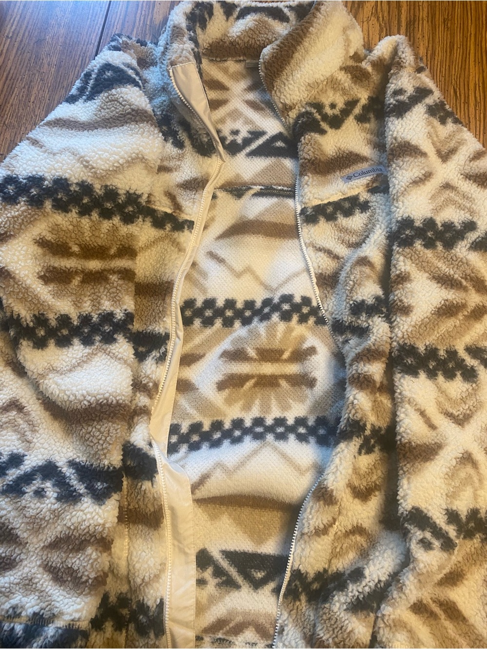 Columbia Women's Cream, Brown & Gray Sherpa Fleece Jacket
